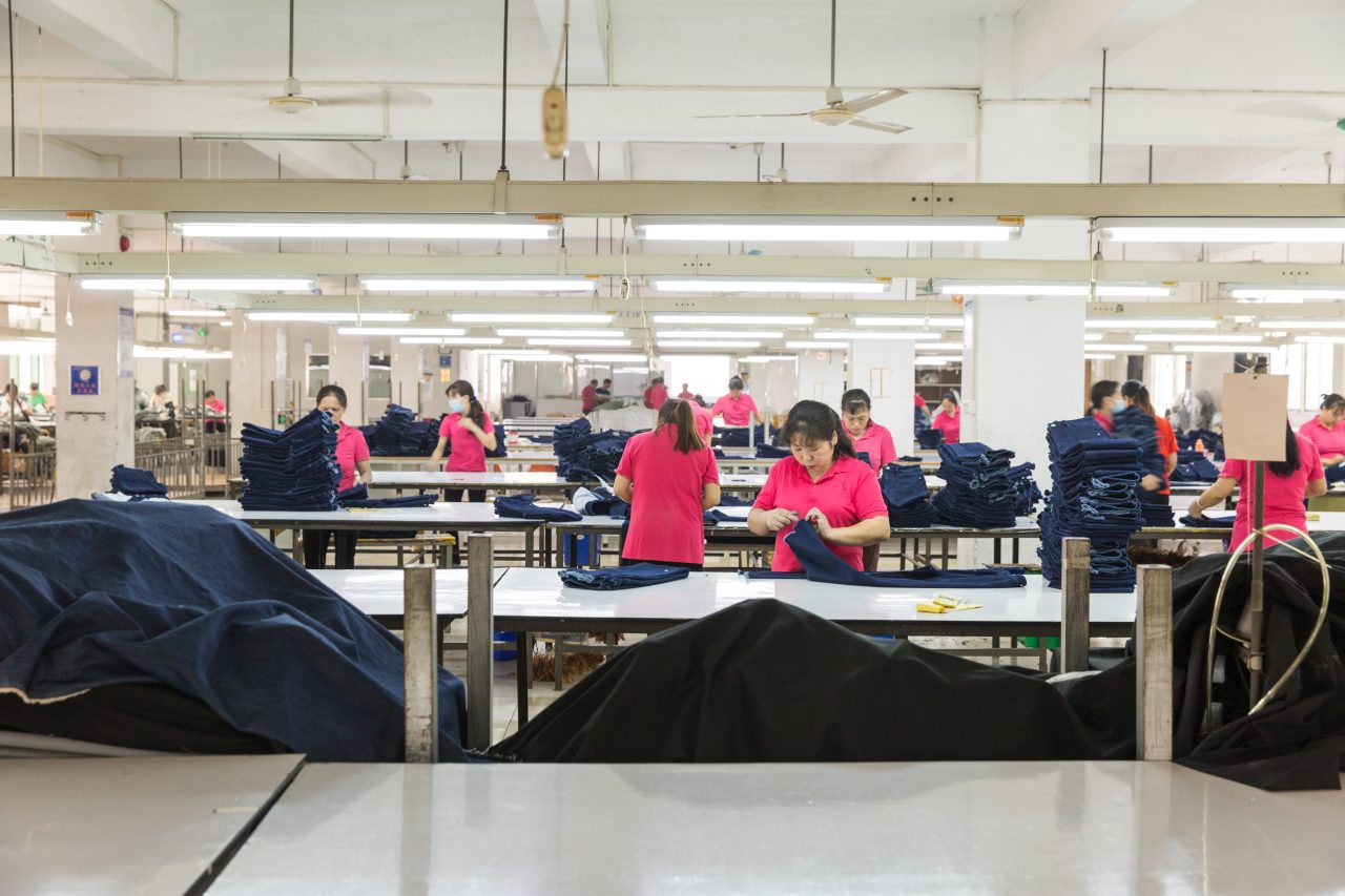 Garment factory production floor