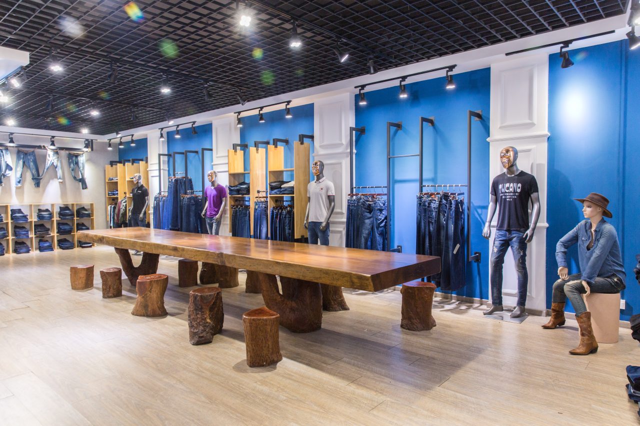 Showroom interior with displays