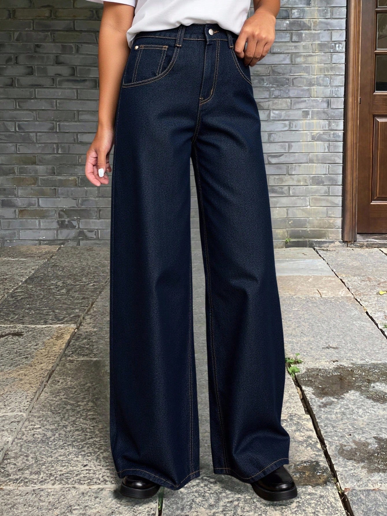 Plus size casual straight jeans